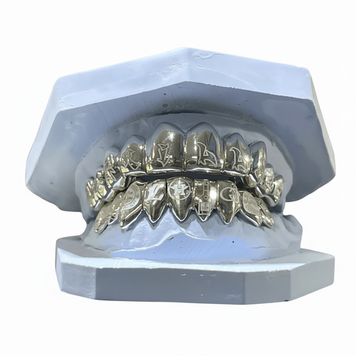 2-Piece top 10K yellow gold custom engraving grill