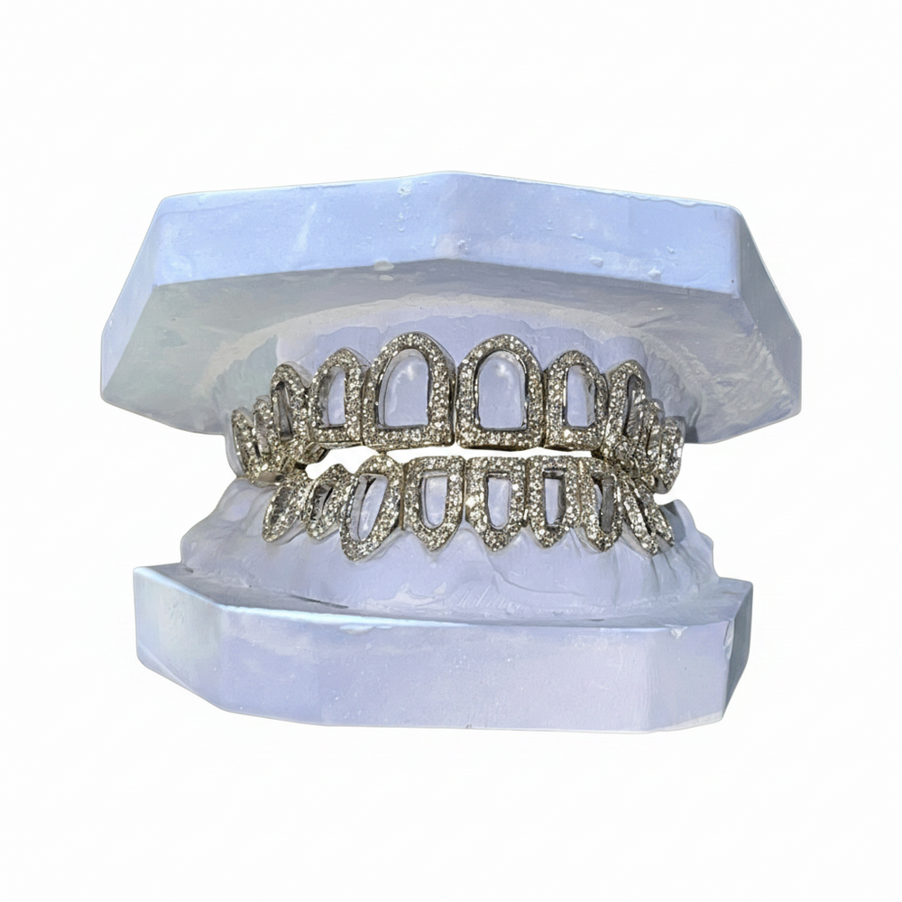 Open Face Natural Diamond Set Grillz
