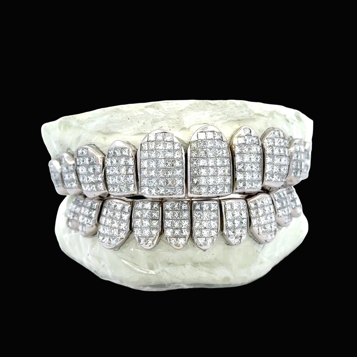 White Natural Diamonds Invisible Set Princess Cut Diamond Grill